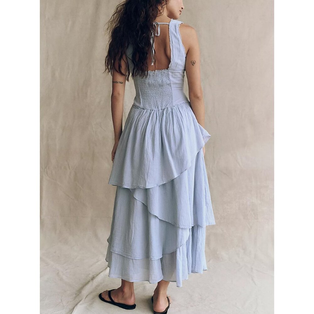 FREE PEOPLE In My Dreams Midi / Pearl Blue - Picture 2 of 10